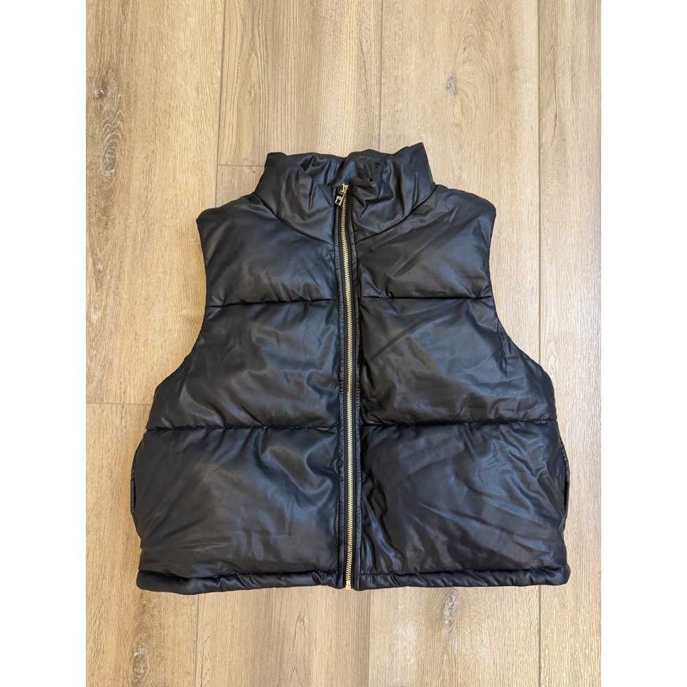 Marc New York Jeans Black Puffer Vest Women's Gold Accent Size M